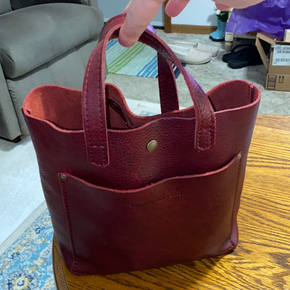 Portland Leather Goods Mini Leather Crossbody in Sangria